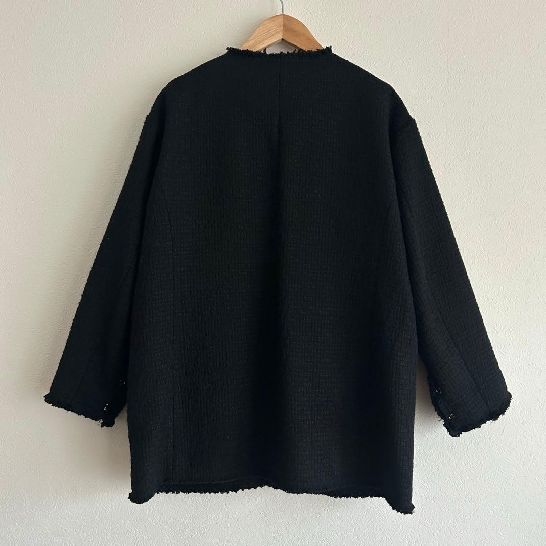 ガリャルダガランテ　ツイードクルーネックジャケット　ブラック