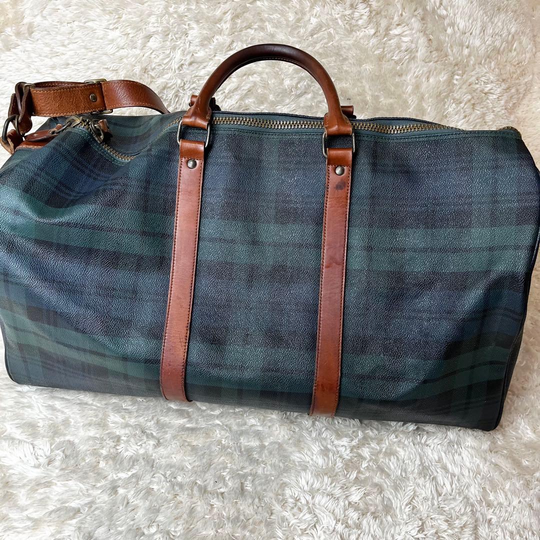 ポロラルフローレン　ボストンバッグ　2way チェック　金具　ショルダー　大容量