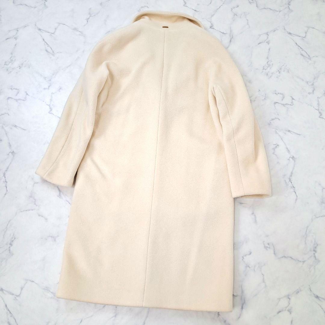 美品 ヘルノ HERNO ウールアンゴラ素材 ロングコート ロゴプレート 40