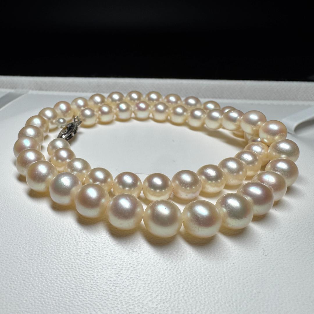 干渉色◎✨ あこや真珠 パール ネックレス 約6.9-7.9mm SV留め具
