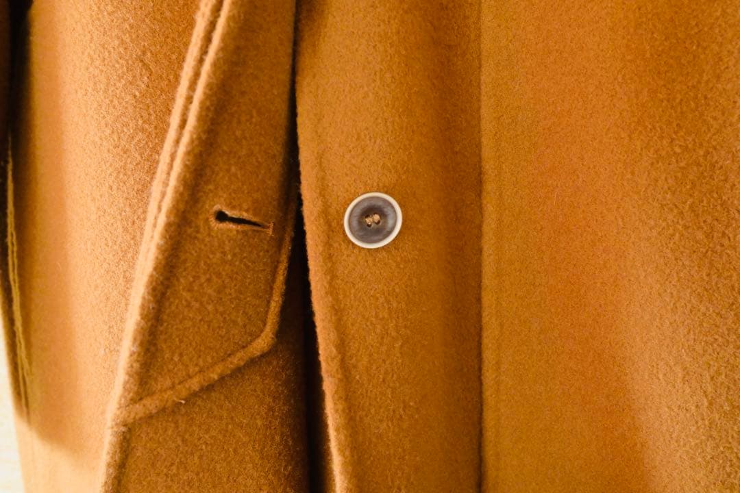 Genten フード付きキャメルチェスターコート