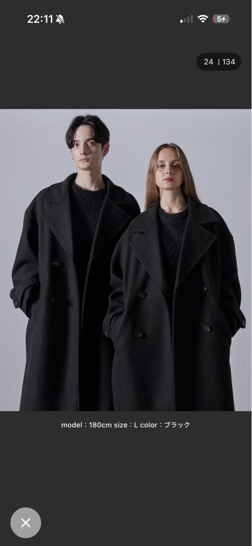 最終値下げ【CLEL】テックメルトンルーズ ダブルチェスターコート