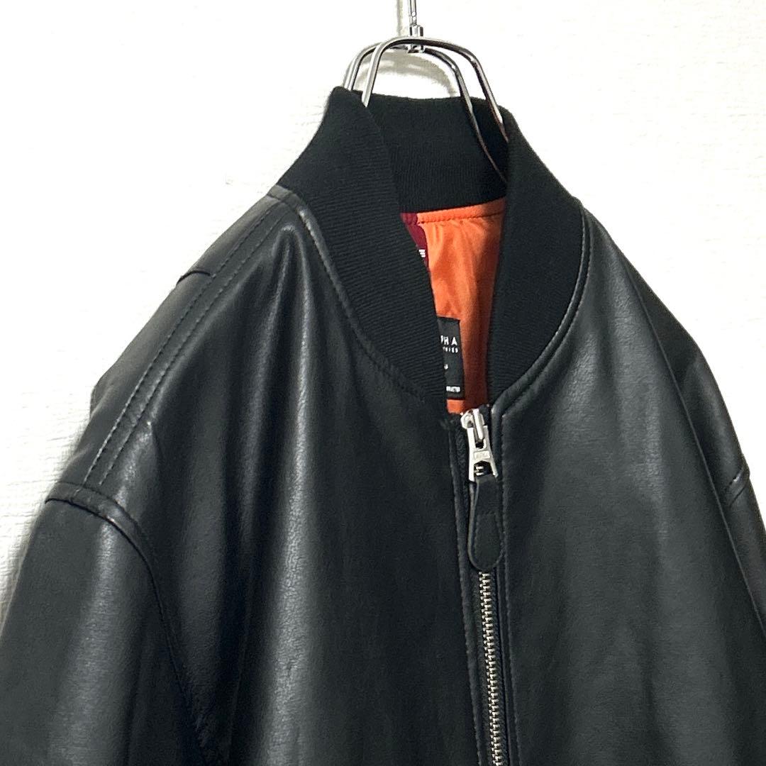 ALPHAアルファインダストリーズ　フェイクレザーMA-1　フライトジャケットM