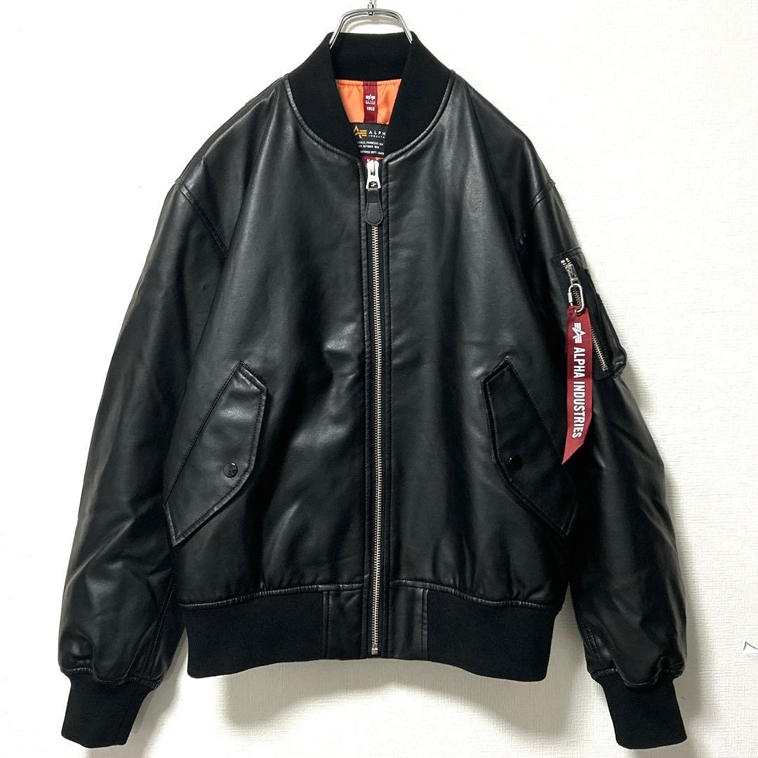 ALPHAアルファインダストリーズ　フェイクレザーMA-1　フライトジャケットM