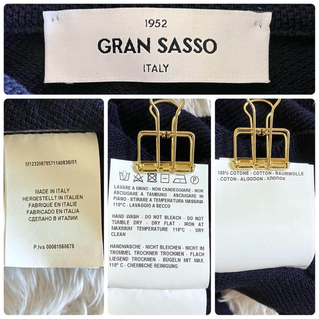 極美品 GRAN SASSO ポロシャツ ニット 鹿の子 ネイビー Mイタリア製