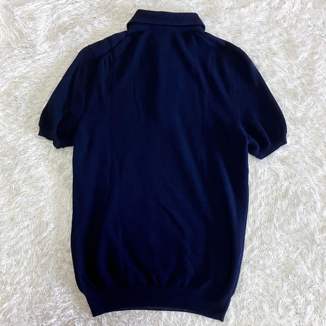 極美品 GRAN SASSO ポロシャツ ニット 鹿の子 ネイビー Mイタリア製
