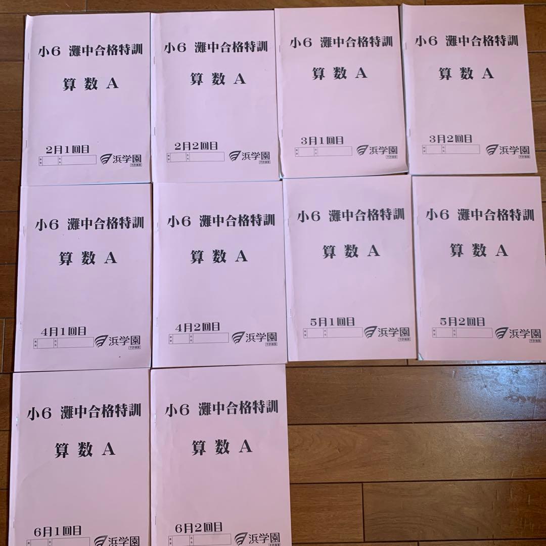 浜学園　小6 灘中合格特訓　国語算数理科　フルセットテキスト　語句プリント付き