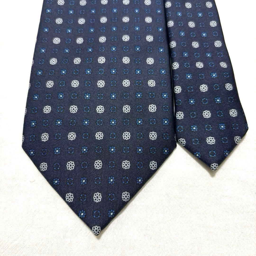 E.MARINELLA　マリネッラ　ネクタイ　ネイビー　小紋柄　極美品