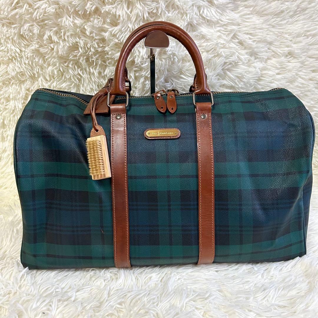 美品✨ポロラルフローレン ヴィンテージ ボストンバッグ チェック 旅行 PVC