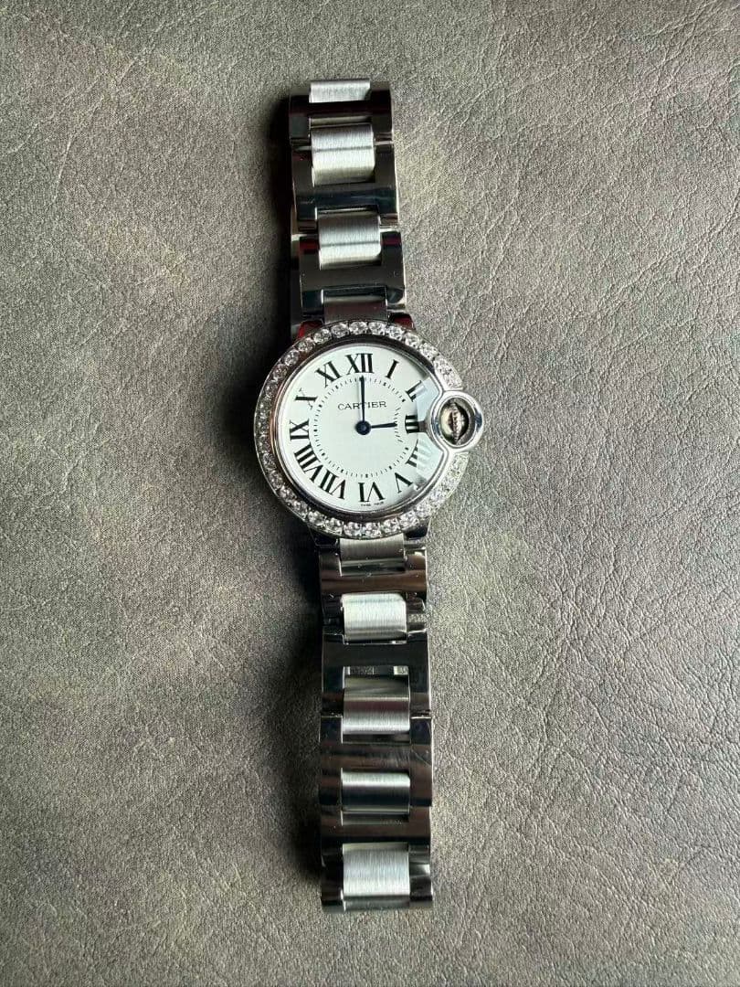 Cartier バロンブルー 28mm ベゼルダイヤモンド W4BB0015