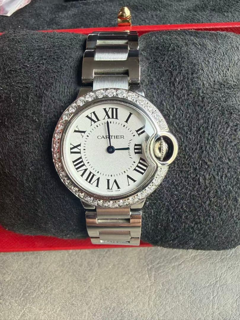 Cartier バロンブルー 28mm ベゼルダイヤモンド W4BB0015