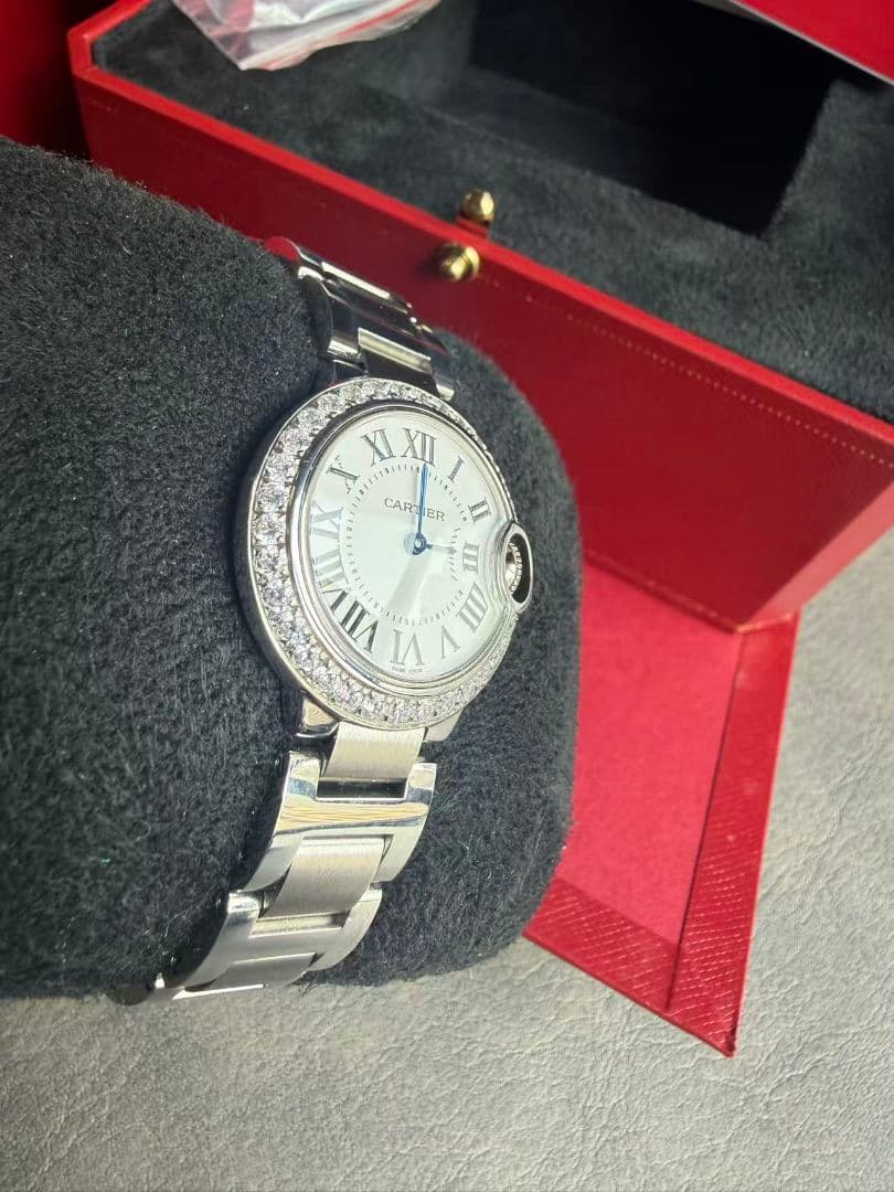Cartier バロンブルー 28mm ベゼルダイヤモンド W4BB0015