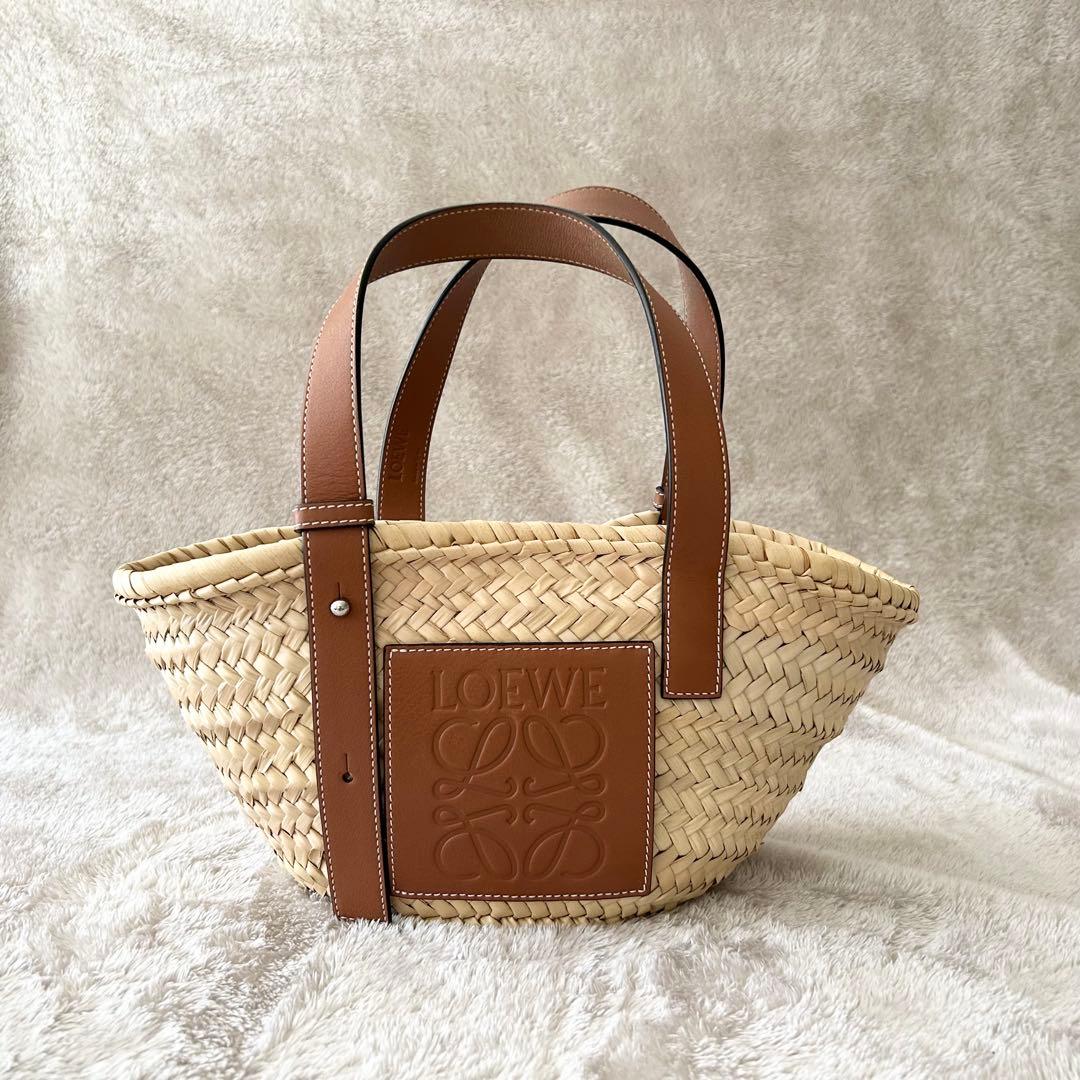 【美品】LOEWE ロエベ　バスケットバッグ　スモール　ナチュラル/タン