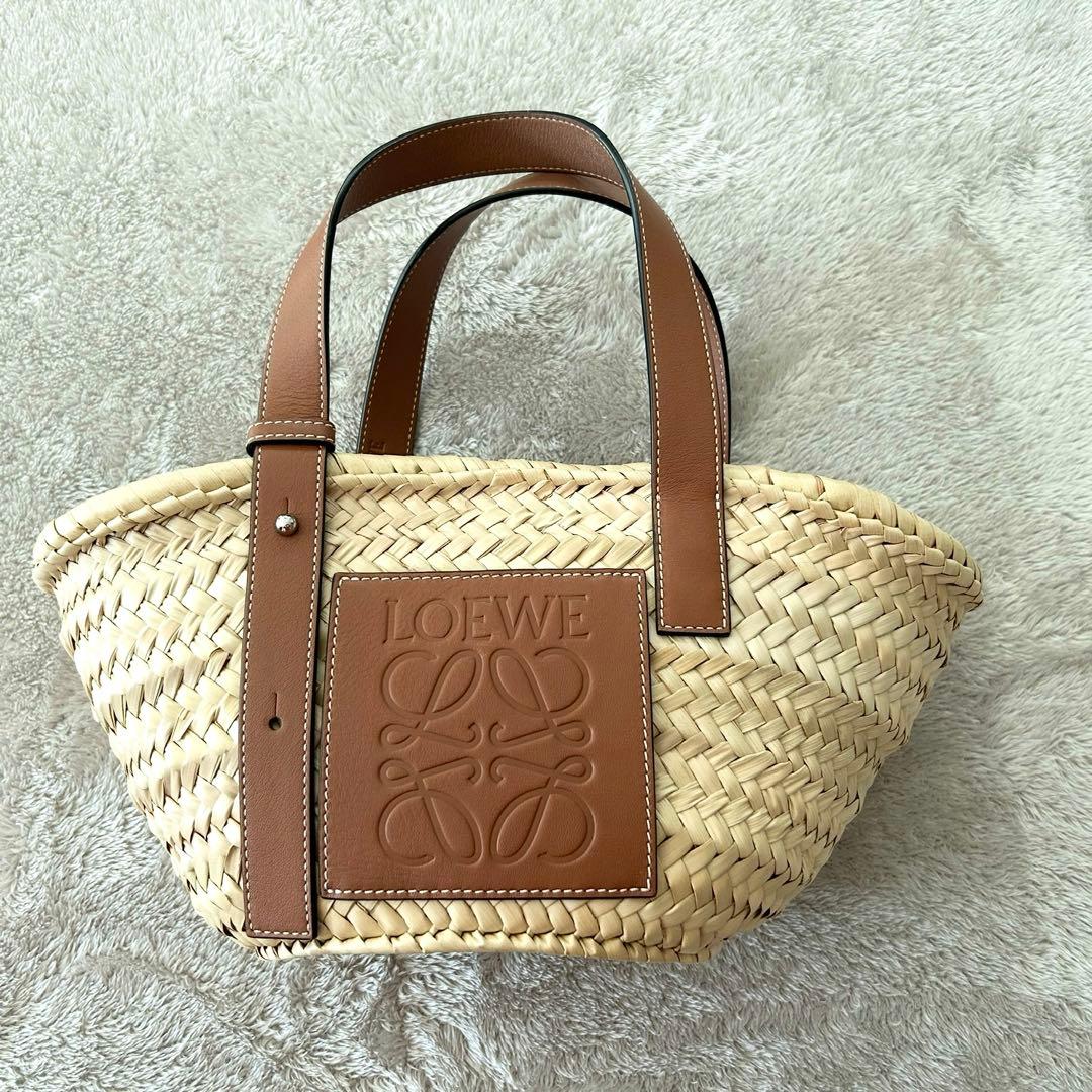 【美品】LOEWE ロエベ　バスケットバッグ　スモール　ナチュラル/タン