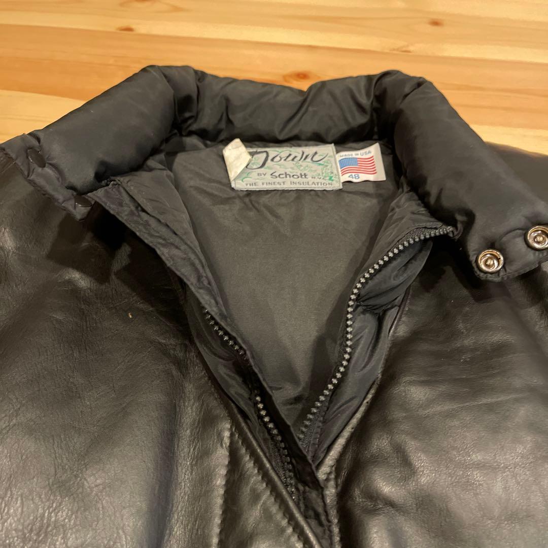 ショット　レザーベストパフィージャケット　USA製 80s XL〜XXL