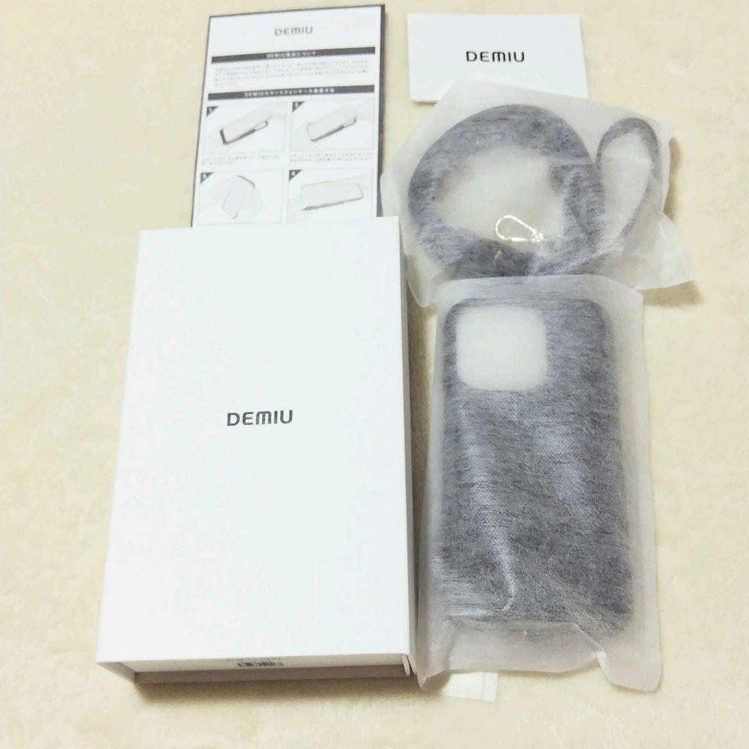 デミウ POCHE FLAT iPhone ケース+クロコ型ストラップ ブラック