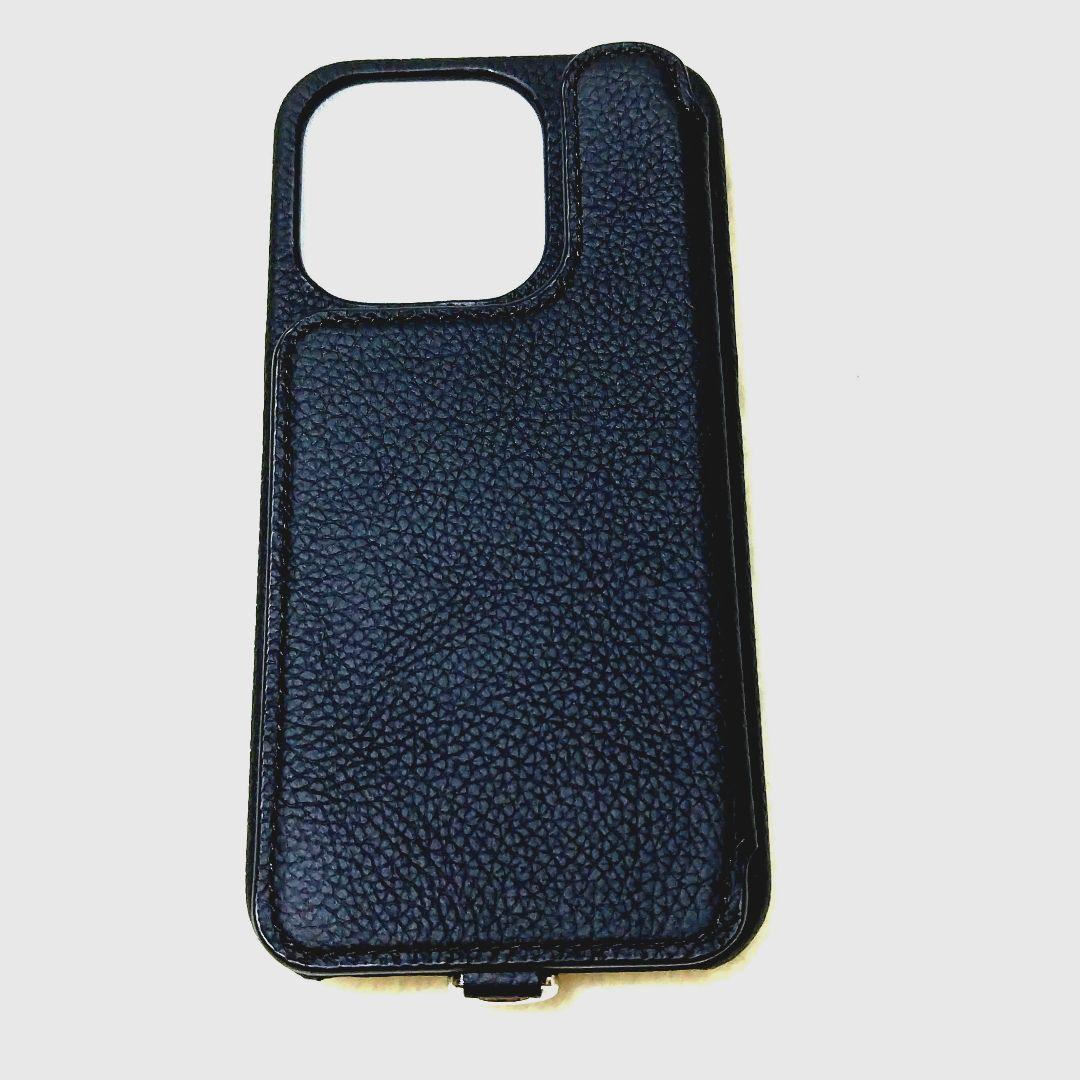 デミウ POCHE FLAT iPhone ケース+クロコ型ストラップ ブラック