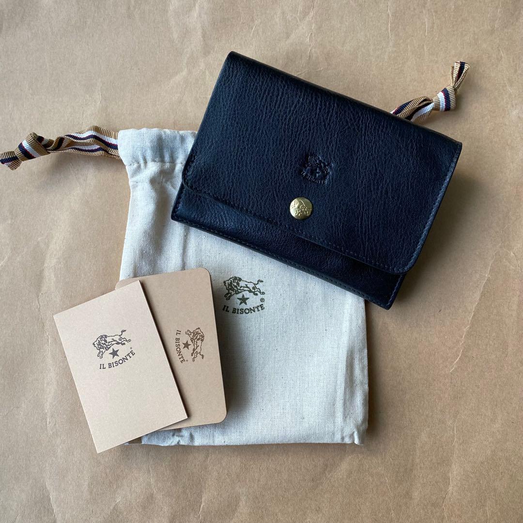 折り財布　ミニ財布　二つ折り財布　ケース　小銭入れ　ブラック