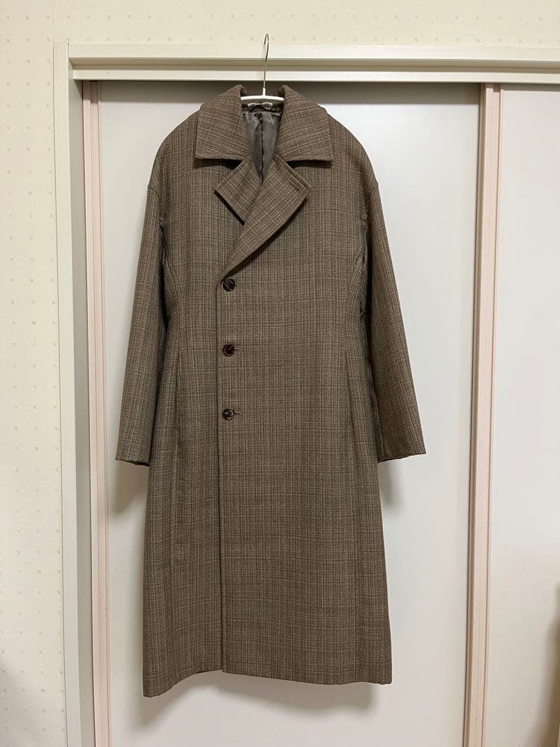 AURALEE チェックダブルクロスコート シャドウチェックチェスターコート