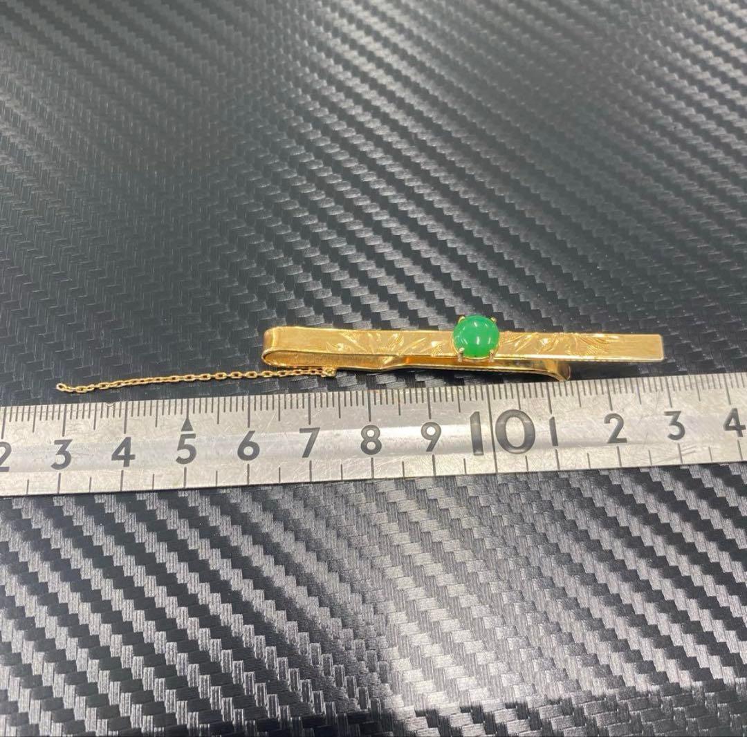 18K刻印　ネクタイピン　ジャンク　5.37g ヴィンテージ　翡翠