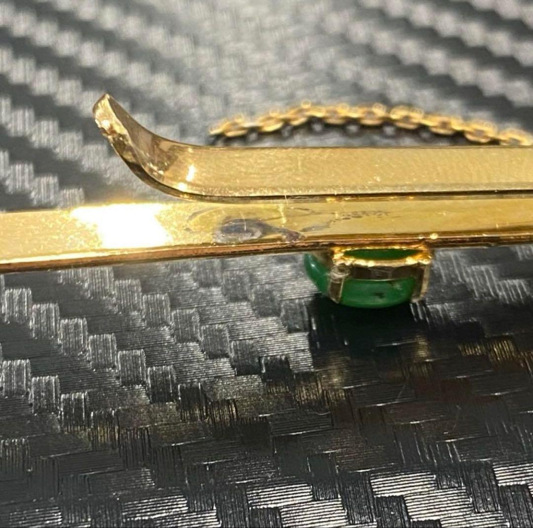 18K刻印　ネクタイピン　ジャンク　5.37g ヴィンテージ　翡翠