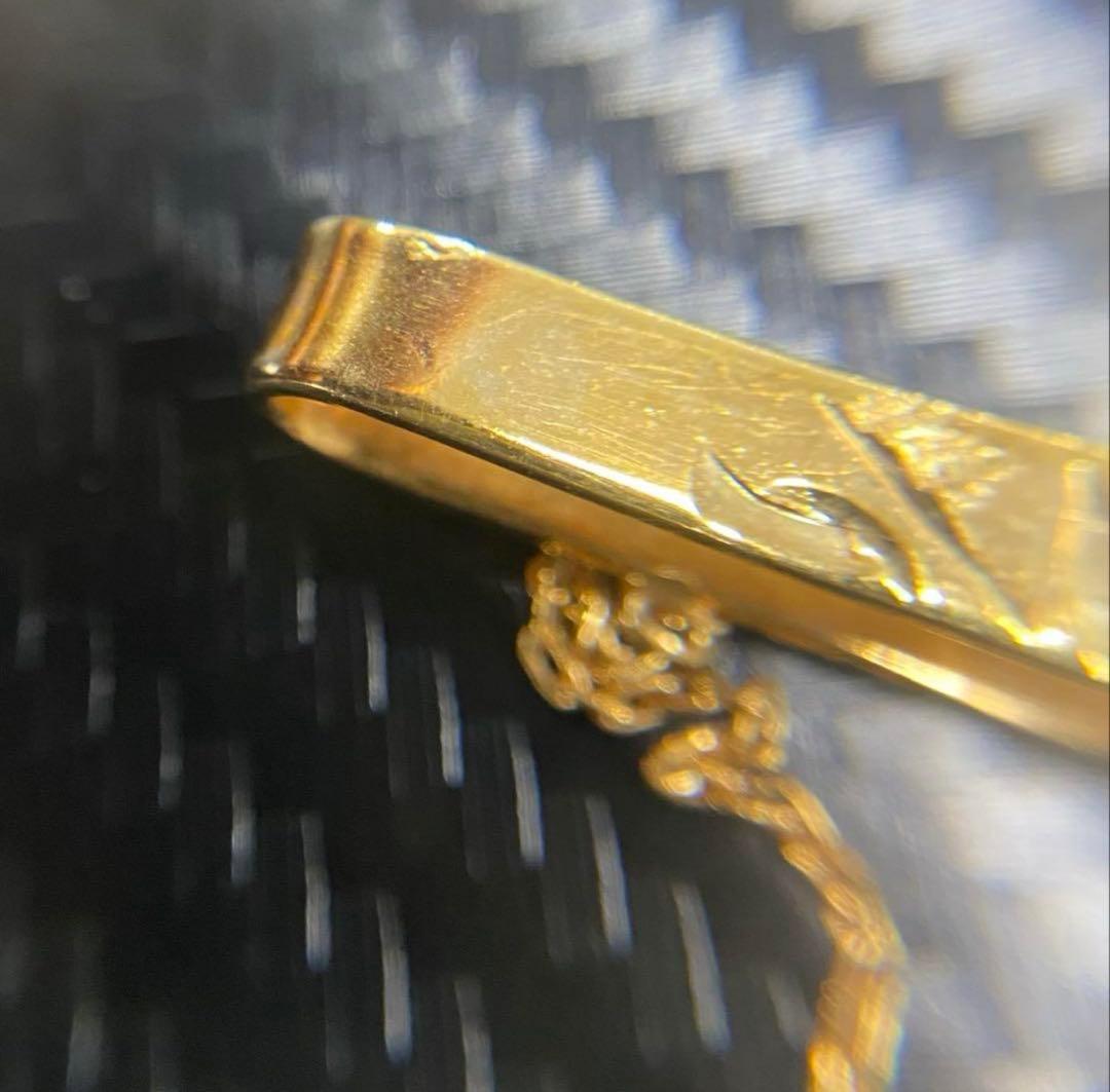 18K刻印　ネクタイピン　ジャンク　5.37g ヴィンテージ　翡翠