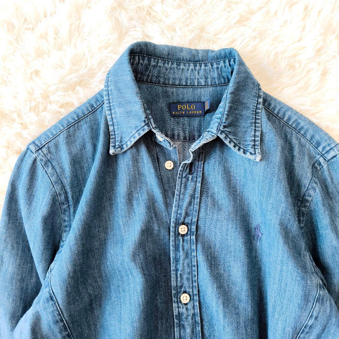 【美品】POLO RALPH LAUREN ロング シャツ ワンピース デニム