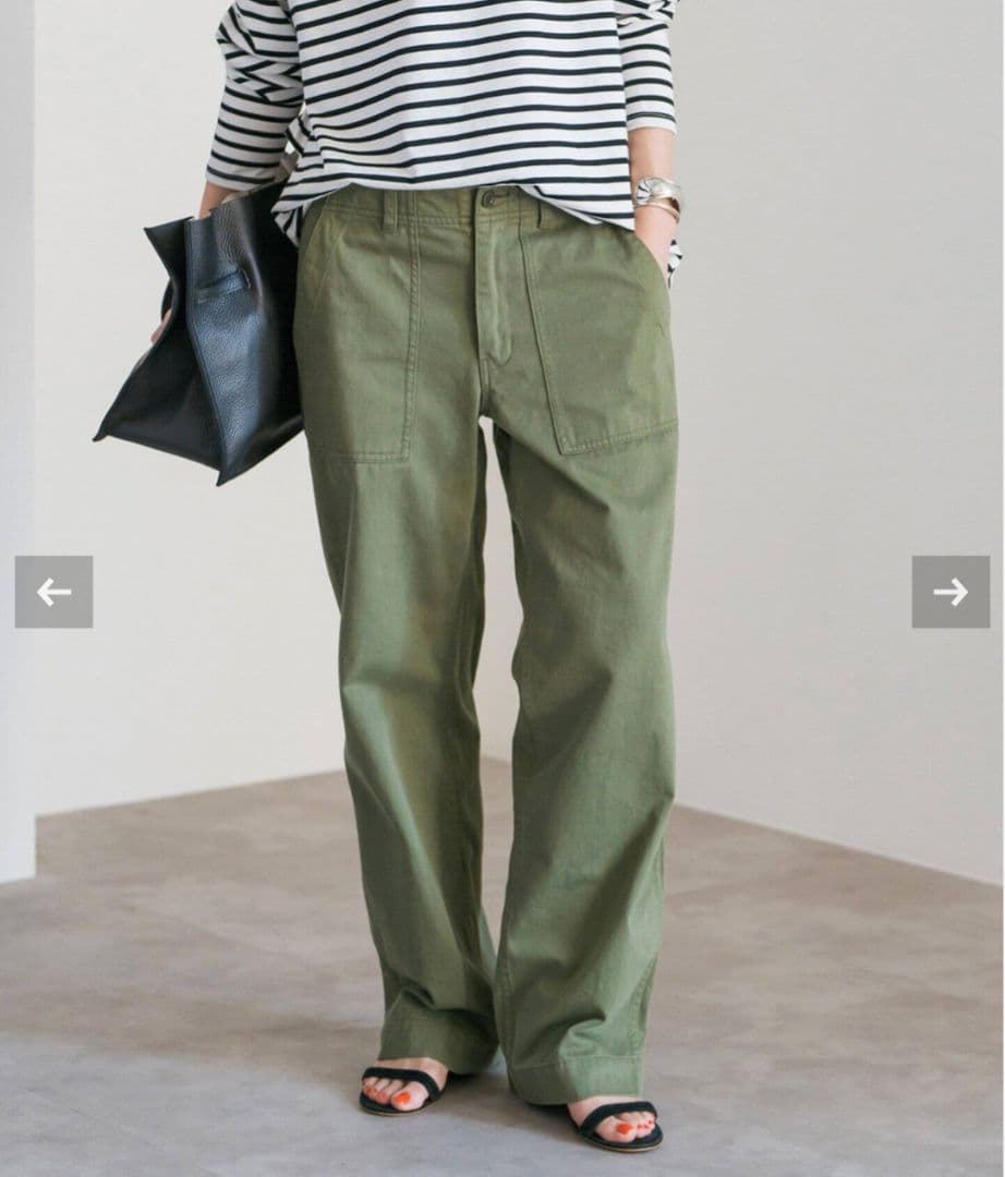 【タグ付き】25SS　ルーズベイカーパンツ　カーキ　サイズ34