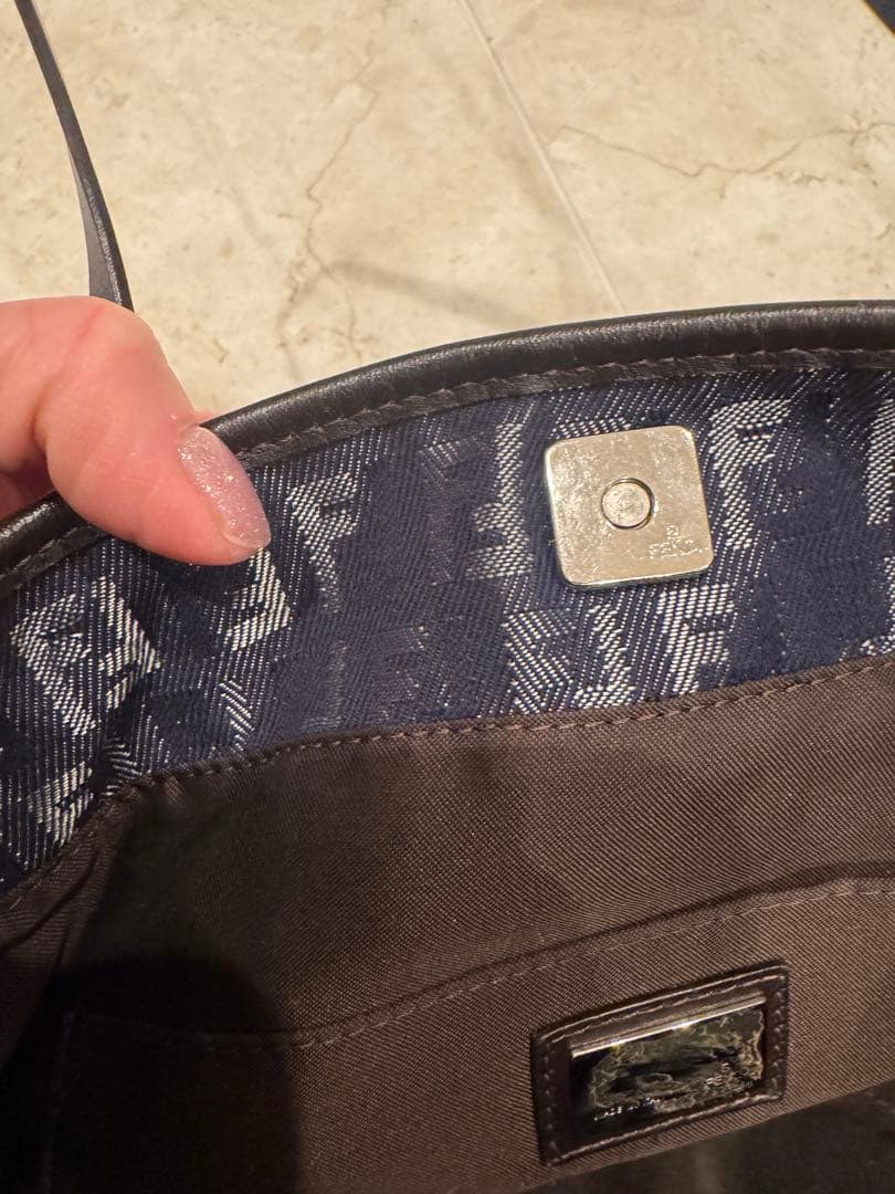 FENDIフェンディ ズッキーノ レディース トートバッグ ネイビーブルー