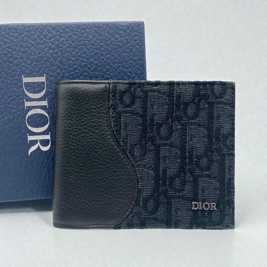 ⭐️美品⭐️ ディオール オブリーク サドル レザー 二つ折り財布 ブラック