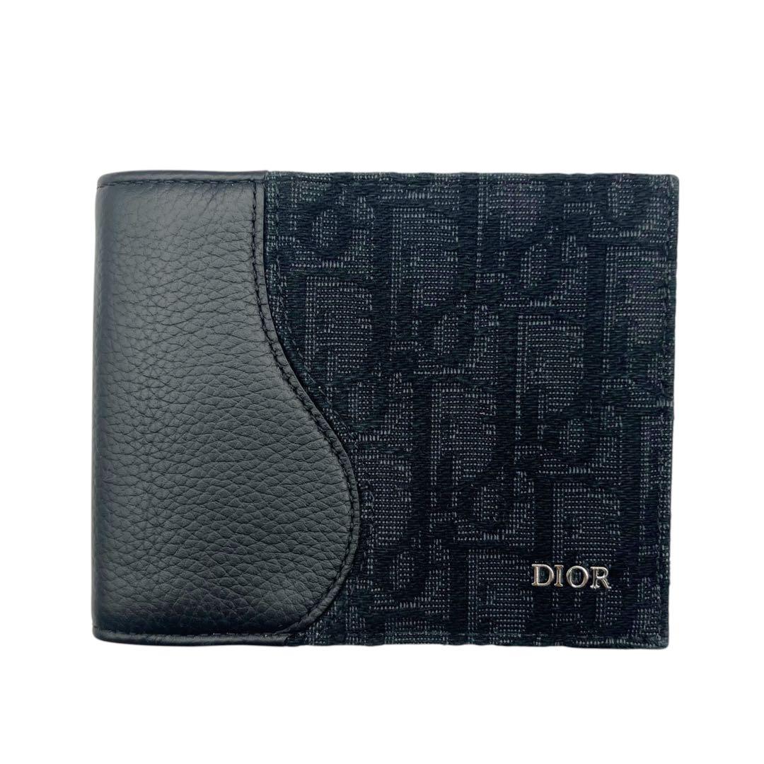 ⭐️美品⭐️ ディオール オブリーク サドル レザー 二つ折り財布 ブラック