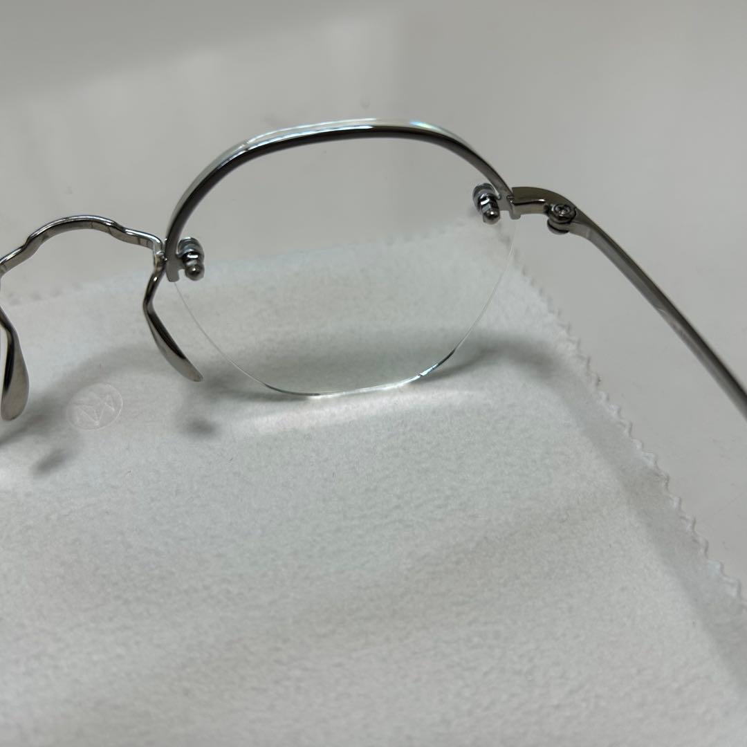 美品 ayame HEX RW メガネ アイウェア シルバー リムレス