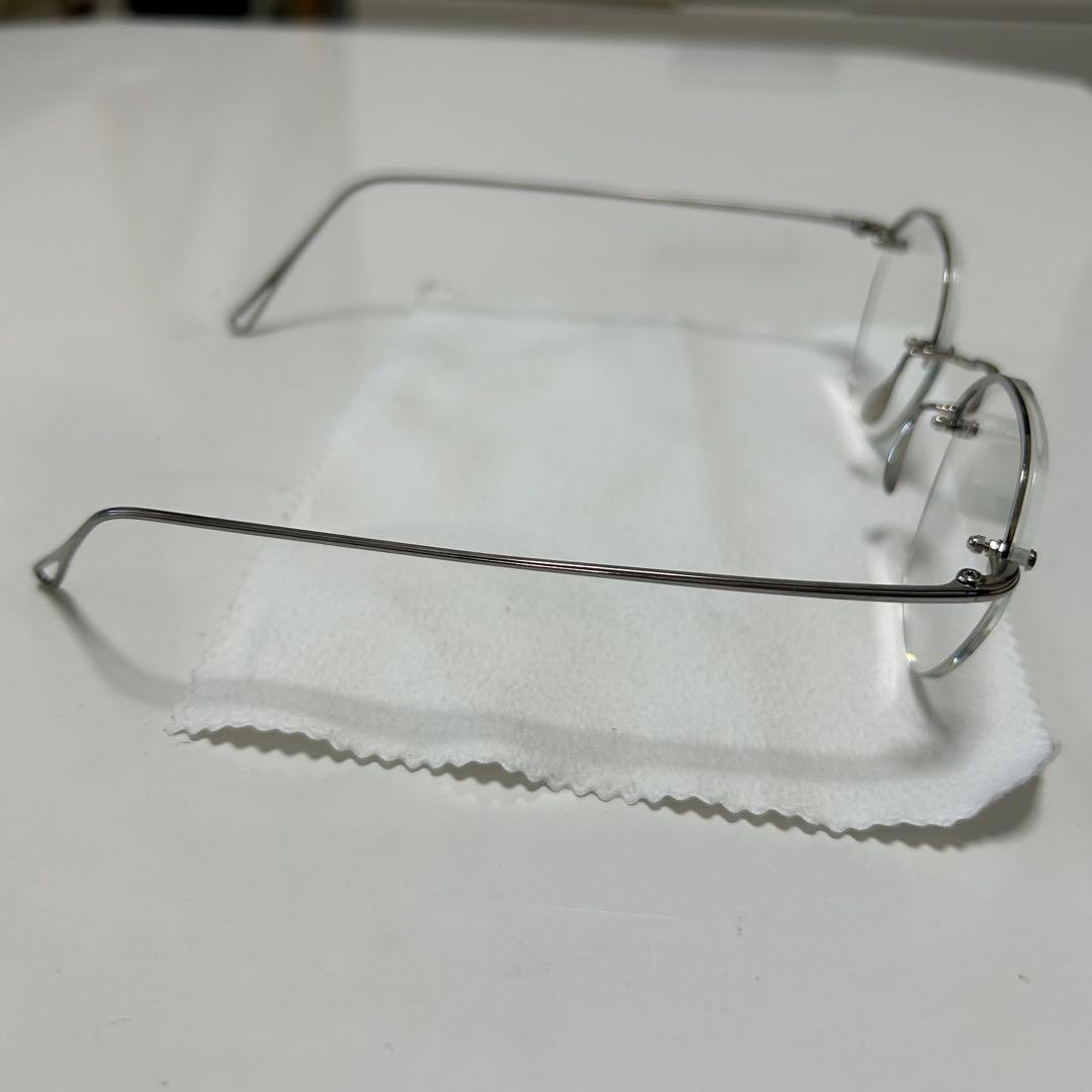 美品 ayame HEX RW メガネ アイウェア シルバー リムレス