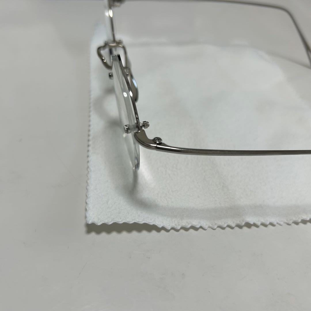 美品 ayame HEX RW メガネ アイウェア シルバー リムレス