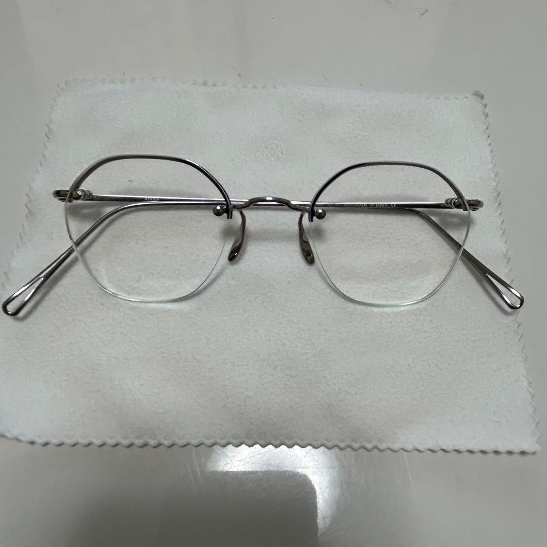 美品 ayame HEX RW メガネ アイウェア シルバー リムレス