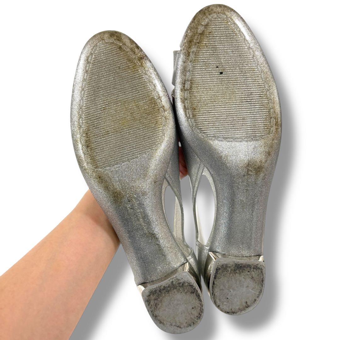 希少サイズ9 Ferragamoフェラガモ バミューダ ラバーシューズ シルバー