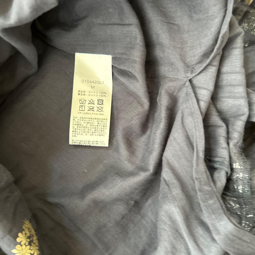 美品ne Quittez pasヌキテパ　箔プリントロングワンピース ネイビーM