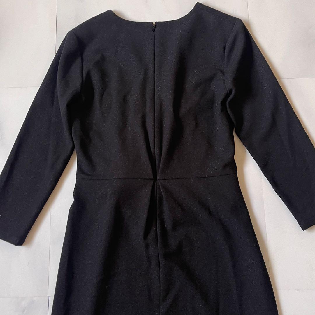 ケイミー ダブルジャージーVネック デイリーワンピース ブラック ベルト 近年物