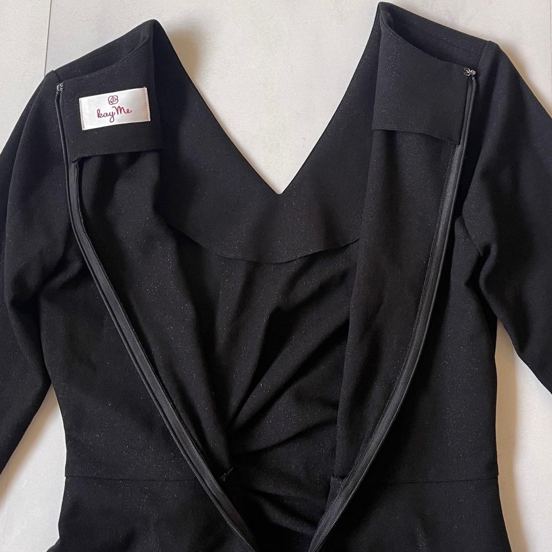 ケイミー ダブルジャージーVネック デイリーワンピース ブラック ベルト 近年物