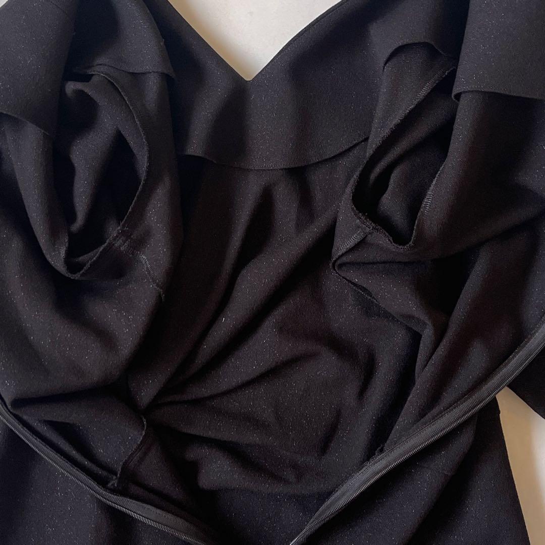 ケイミー ダブルジャージーVネック デイリーワンピース ブラック ベルト 近年物