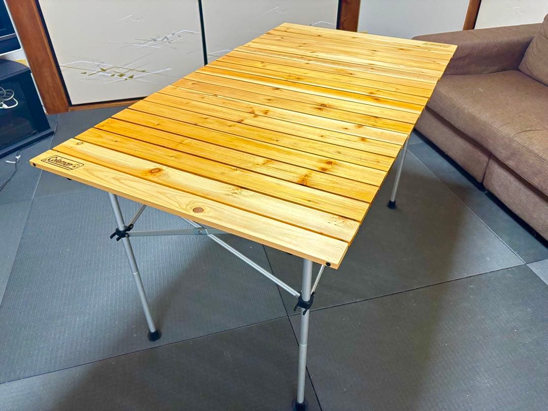 125センチ 廃盤 コールマン ナチュラルウッドロールテーブル　美品