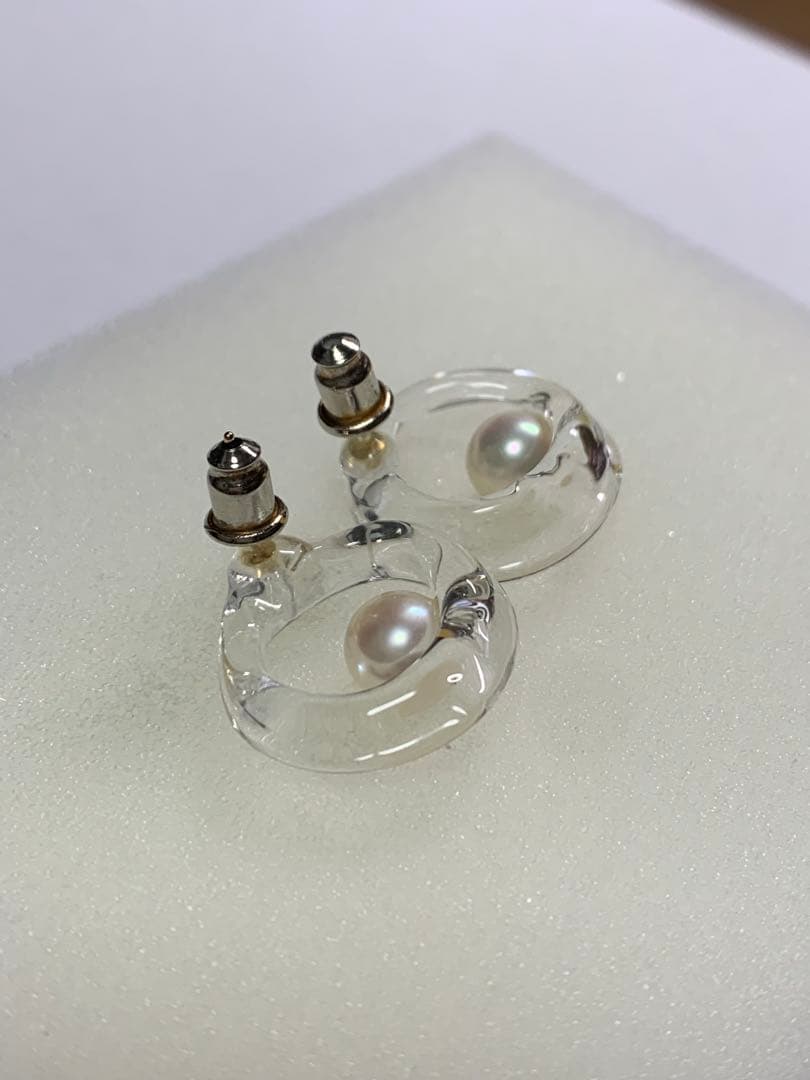 ハリオランプワークファクトリー・フープパールピアス