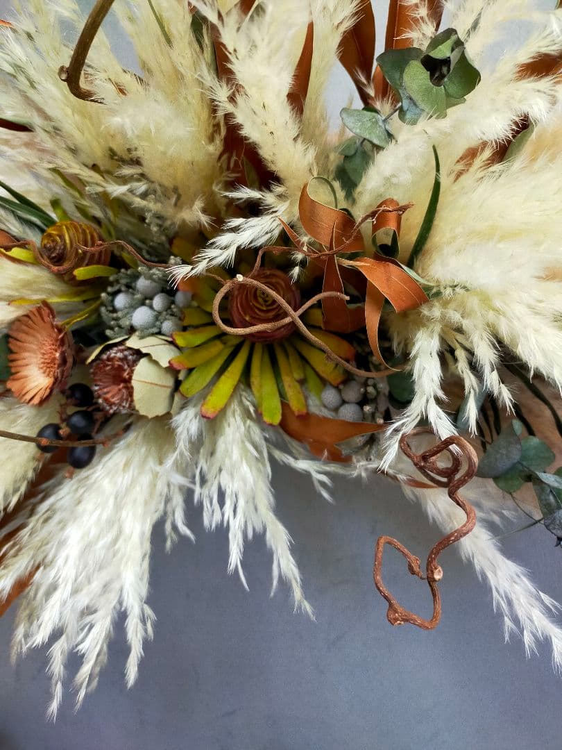 67.【人気✕大型✕横長スワッグ】ドライフラワー パンパス プロテア 店内装飾