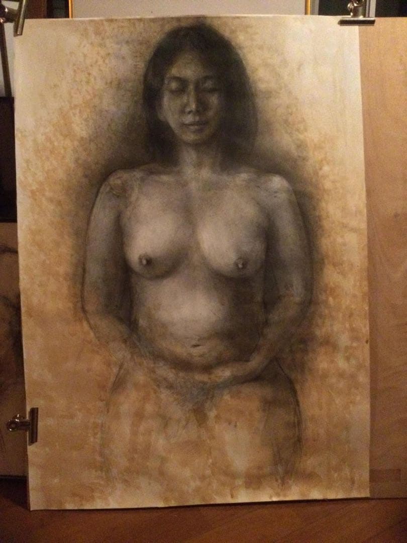 る*ら様 鉛筆画　縄文イブ　裸婦素描