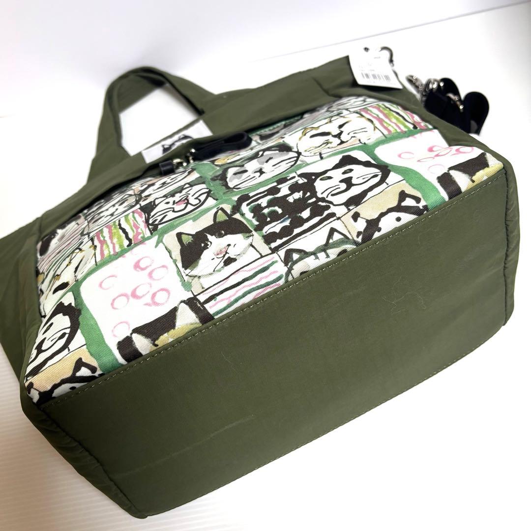 【未使用】マンハッタナーズ　2WAYトートバッグ「紋様猫顔」