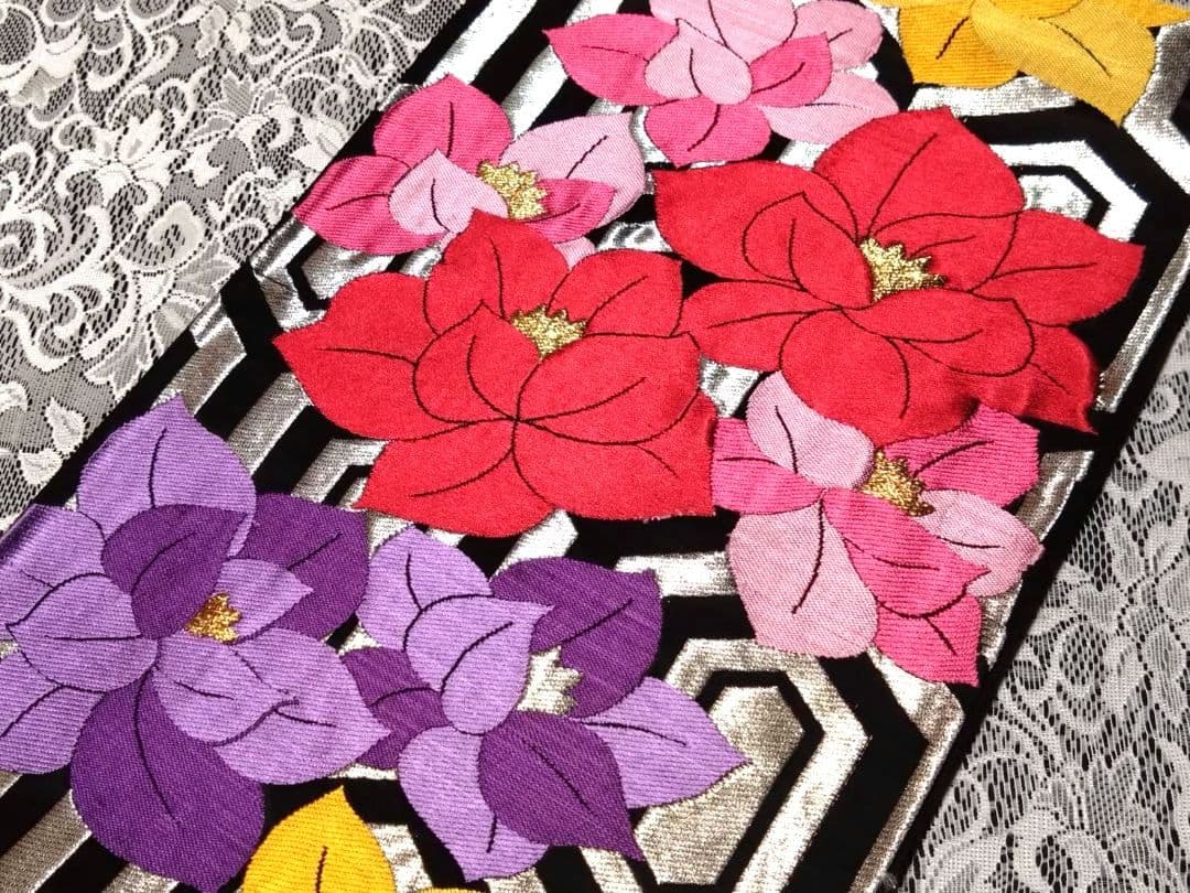 B233■豪華刺繍黒地正絹袋帯10本まとめ売り■着物/振袖/リメイク/バッグ■