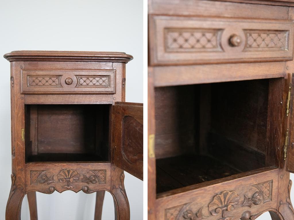 フランスアンティーク大理石キャビネット/ナイトテーブル机/飾り棚(82-132)