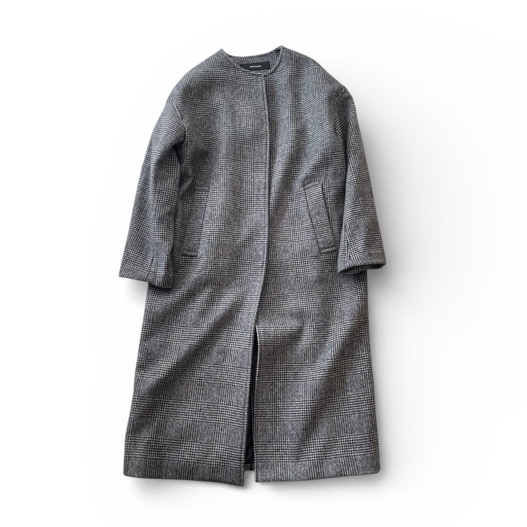 極美品ジャーナルスタンダード ウール100 グレンチェック ノーカラー　36