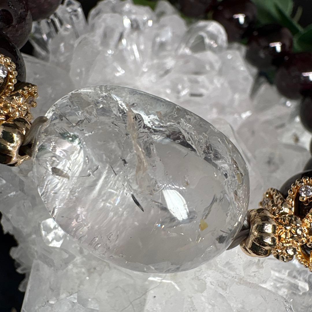 水入り水晶　ガーネット　ブレスレット