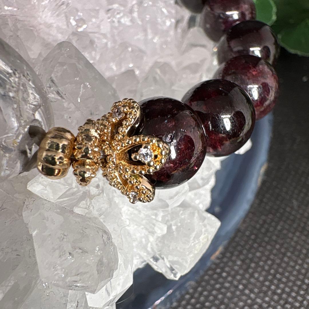 水入り水晶　ガーネット　ブレスレット